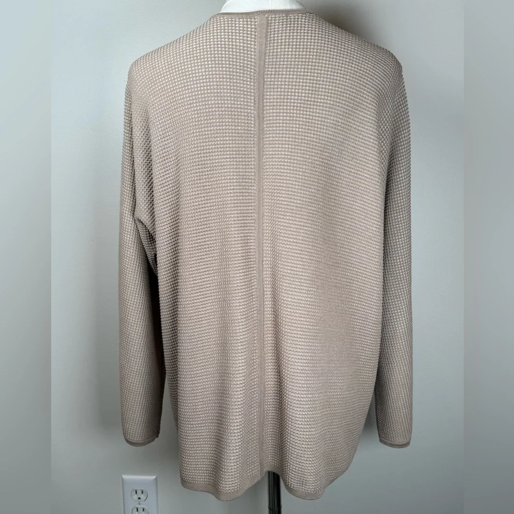 Eileen Fisher Silk Organic Cotton Open Front Cardigan Sweater Womens Size Large